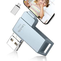 USB zibatmiņa 256 GB, Levida Memory Stick USB 3.0 Photo Stick (mobilā atmiņa, rotējošs dizains, automātiska dublēšana) operētājsistēmai iOS, tālrunim, Android mobilajam tālrunim, paliktnim, klēpjdatoram un datoram, personālajam datoram, pel