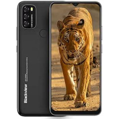 Blackview A70 Android 11 viedtālrunis bez līguma, 6,5 collu HD+ displejs 5380 mAh akumulators, 13 MP + 5 MP dubultā kamera, 3 GB + 32 GB ROM, mobilais tālrunis ar divām SIM kartēm, melns