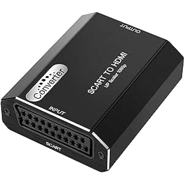 KUYiA Scart uz HDMI audio video pārveidotājs, alumīnija korpusa Scart in HDMI izejas adapteris, HD 720P/1080P pārslēdzējs video audio augstas kvalitātes pārveidotājs HDTV monitoram STB VHS Xbox PS3 Sky