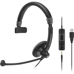 Sennheiser SC 45 USB MS austiņas Stirnband Schwarz Kopfhörer – Kopfhörer (Callcenter/Büro, Headset, Haarband, Schwarz, Kontrolle Online, kabelgebunden) Einheitsgröße