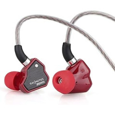 LINSOUL 7Hz Salnotes Zero HiFi 10 mm dinamiskās ausīs ievietojamas draivera austiņas IEM ar metāla kompozītmateriālu membrānu, nerūsējošā tērauda priekšējo plāksni, noņemamu 2 kontaktu OFC kabeli (sarkans, bez mikrofona, 3,5 mm)