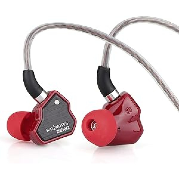 LINSOUL 7Hz Salnotes Zero HiFi 10 mm dinamiskās ausīs ievietojamas draivera austiņas IEM ar metāla kompozītmateriālu membrānu, nerūsējošā tērauda priekšējo plāksni, noņemamu 2 kontaktu OFC kabeli (sarkans, bez mikrofona, 3,5 mm)