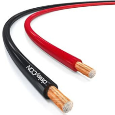 deleyCON skaļruņa kabelis 100 m 2 x 1,5 mm² skaļruņu kabelis CCA ar vara pārklājumu alumīnijs 2 x 48 x 0,20 mm savītais polaritātes marķējums sarkans/melns
