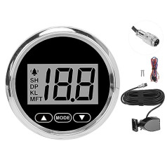 Boat Depth Gauge 52 mm / 2 Inch Marine Depth Gauge Digital Depth Gauge Range 100 m / 110 yd White Backlight Waterproof for Yacht Fishing Boats