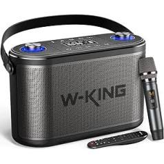 120W RMS/150W Peak Bluetooth Speaker Large, W-KING 3-Way Music Box Bluetooth Box Outdoor Ultra Bass/Fine Tuning Buttons, Karaoke Party Box Boombox with Microphone/Recording/Remote Control/Instrument