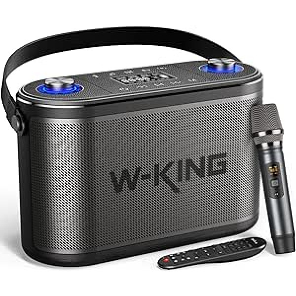 120 W RMS/150 W Peak Bluetooth skaļrunis, liels, W-KING 3 virzienu mūzikas kaste Bluetooth kaste āra Ultra bass/precīzas noregulēšanas pogas, karaoke ballīšu boombox ar mikrofonu/ierakstu/tālvadības pulti/instrumentu