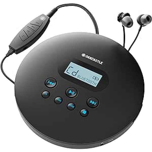 Oakcastle CD100 pārnēsājams retro Bluetooth CD atskaņotājs ar vadu austiņām, mazs Discman CD atskaņotājs, ar papildu kabeli, kas ir saderīgs ar automašīnu (iekļauts AUX kabelis), akumulatora darbības laiks 12 stundas