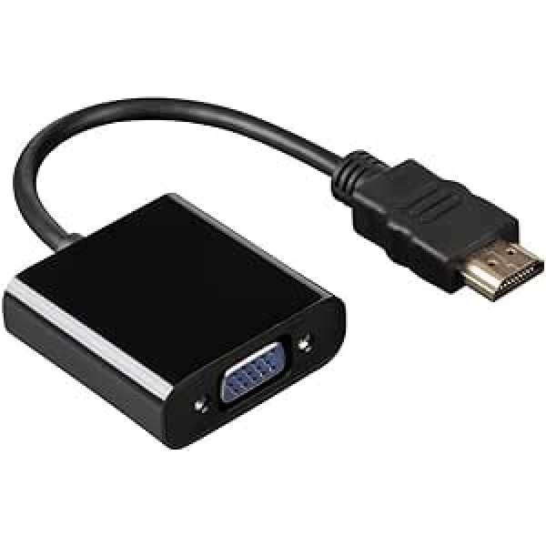 Hama HDMI vai VGA pārveidotājs/adapteris, ideāls starotājs un monitors ar VGA-Eingang, Full HD, t.sk. Audio-Übertragung (Line Out), vergoldete Stecker, schwarz