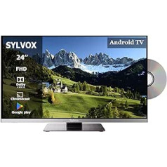 SYLVOX 24 Zoll Smart TV für Wohnmobile|DVD Play Eingebaut|Google Play|Chromecast| DC 12V Android 11 Fernseher | 1080P| ATV DTV| Äußerst schmale Lünette| Ideāls Wohnmobile Wohnzimmer