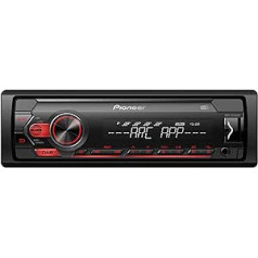 Pioneer MVH-S220DAB 1DIN automašīnas radio ar RDS un DAB+, sarkans, USB MP3, WMA, WAV, FLAC, AUX ieeja, Android atbalsts, iPhone vadība, ARC lietotne