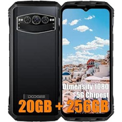 DOOGEE V30T (2023) 5G viedtālrunis bez līguma, izmērs 1080 20 GB + 256 GB, 10 800 mAh akumulators, 108 MP kamera (20 MP infrasarkanais) + 16 MP + 32 MP, Android 12 6,58 collas, NFC uzlāde, melns