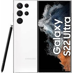 Samsung Galaxy S22 Ultra, Android viedtālrunis bez līguma, 6,8 collu dinamisks AMOLED displejs, 5000 mAh akumulators, 512 GB/12 GB RAM, Phantom White, ieskaitot -