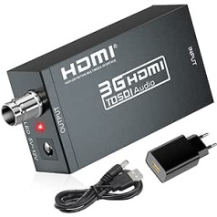 SHUITING HDMI to SDI Converter, HDMI to 3G-SDI/HD-SDI, HDMI Input SDI Output Adapter Support 1080P for Camera Home Cinema