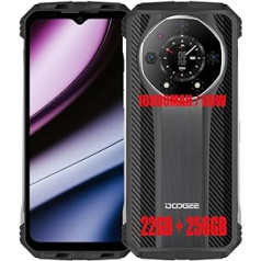 DOOGEE S110 (2023), Helio G99 22 GB + 256 GB, akumulators 10 800 mAh / 66 W, izturīgi 4G tālruņi, atbloķēts, 50 MP (Infrarosi 24 MP) + 16 MP + 32 MP viedtālruņi, Android 13 sudrabs