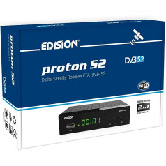 EDISION Proton S2 Full HD satelīta uztvērējs FTA (1x DVB-S2, USB WiFi atbalsts, USB, HDMI, SCART, S/PDIF, IR Eye, FTA Black) [Iepriekš ieprogrammēts Astra]