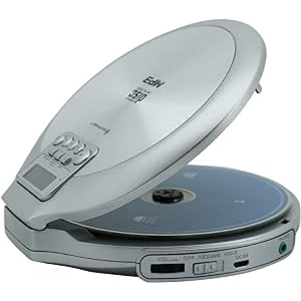 Soundmaster CD9220SI Portable CD Player MP3 Battery Charging Function Audio Book Function Discman CD Walkman Headphones incl.