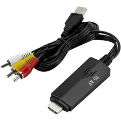 Bindpo HDMI to AV Adapter, HDMI Male to 3 Pin RCA Male Cable 480i 576i Video Converter for PS3 for Laptop for TV