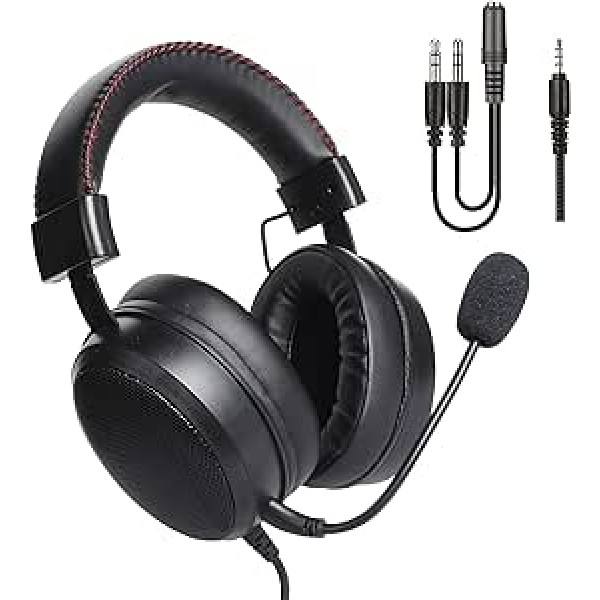 DR1TECH Blackjack+ spēļu austiņas ar kabeli un mikrofonu PS5 konsolei [3D audio], PS4, Xbox un viedtālrunim — 40 mm austiņu draiveris ar austiņām ar audio stereo (pilna iegremdēšana)