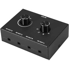 Audio Switch with 4 Ports, Switcher Audio 3.5 mm, Audio Stereo Aux, 4 Inputs, 1 Output/1 Input, 4 Outputs, Audio Switcher Box