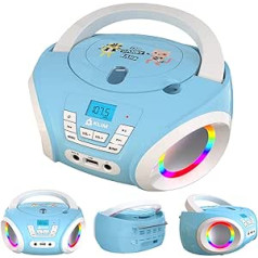 KLIM Candy Kids CD atskaņotājs bērniem — FM radio — iekļautas baterijas — Rozā — Boombox pārnēsājams CD atskaņotājs — CD atskaņotājs bērniem ar skaļruņiem, bērniem un maziem bērniem (zils)