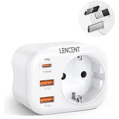 LENCENT ceļojumu adapteris AU CN adapteris Austrālija Ķīna Vācija Spraudnis ar 2 USB QC3.0 + 1 tipa C PD porti, I tipa ceļojumu kontaktdakšas strāvas adapteris Austrālijai Ķīnai Jaunzēlandei Argentīnas ligzda