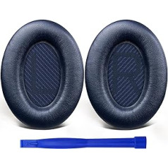 SoloWIT rezerves ausu spilventiņi Bose QuietComfort 35 (QC35) un Quiet Comfort 35 II (QC35 ii) austiņām, ausu spilventiņi ar mīkstāku jēra ādu, trokšņa izolācijas putas, īpaši biezs (brillianti zils)