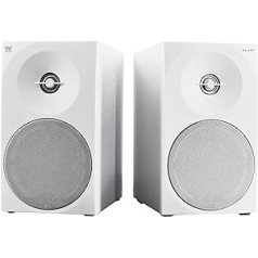 Woxter Dynamic Line 410 White — 2.0 Stereo-Lautsprecher (angetrieben ar 150W Leistung, Holz, 4, Woofer, 2 Hochtöner, 3,5 mm, RCA, Bassreflex-Control (Lautstärke, Höhen, Bass), weiß