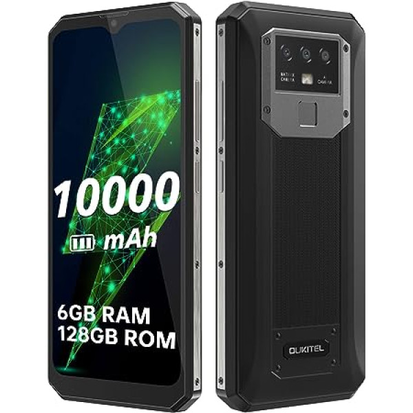 OUKITEL 10 000 mAh viedtālruņa akumulators bez līguma K15 Pro, P60 6GB+128GB, 12MP trīskārša kamera, 18W ātrā uzlāde + atkārtota uzlāde, Android 11 Dual SIM mobilais tālrunis, 6,52 collu HD+, pirkstu nospiedumu sejas noteikšanas NFC GPS