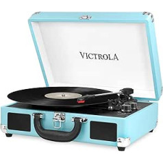 Victrola Suitcase atskaņotājs ar trīs ātrumu Bluetooth čemodānu, tirkīza