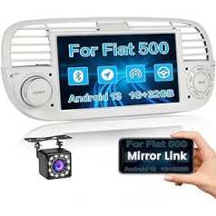 Hikity Android Car Radio with Sat Nav for Fiat 500 (2007-2015) 7 Inch Touchscreen Car Radio Bluetooth with Screen Hands-Free WiFi FM RDS Mirror Link SWC USB Canbus Reversing Camera