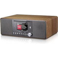 Albrecht DR 895 CD kompaktā sistēma, DAB+/FM/internets/CD, 27896, riekstkoks, ar 4 collu krāsu displeju, stereo mūzikas un aplādes straumēšanu, USB, lietotņu vadību