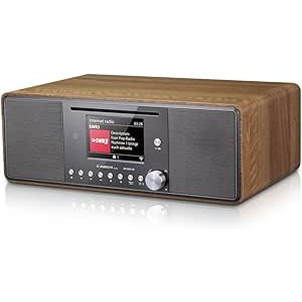 Albrecht DR 895 CD Compact System, DAB+/FM/Internet/CD, 27896, Walnut, with 4 Inch Colour Display, Stereo Music and Podcast Streaming, USB, App Control