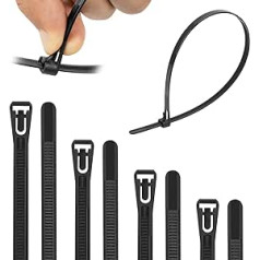 Armpow Pack of 100 7.6 mm x 450 mm Cable Ties Reusable UV-Resistant Strong Nylon Removable Cable Ties with 50 kg Tensile Strength (Black)