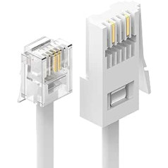 Ancable BT Plug to RJ11 6P2C 2m BT Phone to Modem RJ11 Crossover Telephone Cable Extension for Modem Fax Dialup Sky Telehone Flat Cable White