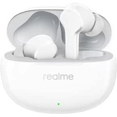 realme Buds T100 ieliekamās austiņas, Bluetooth 5.3, True Wireless Bluetooth austiņas uzlādes futrālī, IPX5, akumulatora darbības laiks līdz 28 stundām, melns (balts)