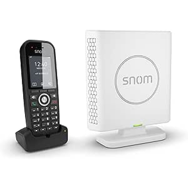 Snom M430 Singlecell IP-DECT bezvadu komplekts, M30 DECT IP tālrunis + M400 bāzes stacija, līdz 20 klausulēm, līdz 10 paralēliem zvaniem, melns, 00004589