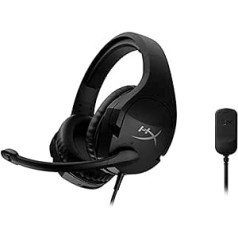 HyperX Cloud Stinger S — spēļu austiņas personālajam datoram, virtuālā 7.1 telpiskā skaņa, atmiņas putas, mīksta mākslīgā āda, izturīga tērauda slīdnes vadība