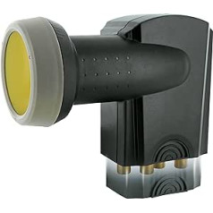 Schwaiger 714371 Digital Premium Quad LNB (Charcoal) diviem dalībniekiem ar aizsardzību pret sauli un izvelkamu aizsardzību pret laikapstākļiem, zeltītiem savienotājiem augstākajai kvalitātei (Full HD, 3D, Ultra HD / 4K)