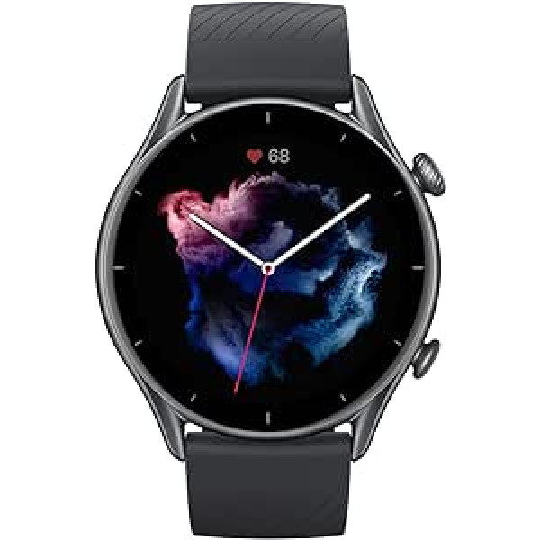 Amazfit GTR 3 viedpulkstenis ar veselības uzraudzību, 1,39 collu AMOLED displejs, SpO2, cikla uzraudzība, GPS sporta pulkstenis ar 150+ sporta režīmiem, 21 dienas akumulators, Alexa vīriešiem sievietēm, melns, viens izmērs