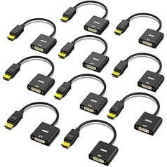 BENFEI DisplayPort–DVI pārveidotājs, 10 pack apzeltīts DP/displeja pieslēgvieta uz DVI-D kabeli HDTV adaptera pārveidotājs no vīrieša uz sievišķi