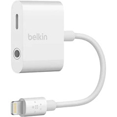 Belkin 3,5 mm audio + uzlāde Rockstar (iPhone Aux-Adapter/iPhone-Ladeadapter), weiß