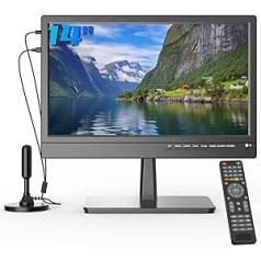 ZOSHING TV 14 collu televizors, 1080p mazi TV ekrāni, integrēts digitālais uztvērējs T2, HDMI/USB ieeja, maiņstrāvas barošana/12 V automobiļu kabelis