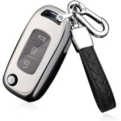 HIBEYO Flip Key automašīnas atslēgas futrālis der Renault silikona atslēgu futrālim priekš Renault Sandero Stepway Logan Clio Arkana Captur Kadjar aizsargmaciņa aizsargsoma tālvadības pults 3 pogas sudraba