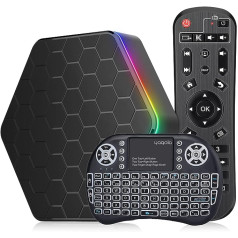 Android 12.0 TV Box, Android Box with 4GB RAM 64GB ROM Allwinner H618 Quad-Core 64-Bit ARM Corter-A53-CPU 6K Resolution 2.4GHz / 5GHz WiFi6 10/100M LAN Enternet Bluetooth 5.0 with Mini Keyboard TV Box