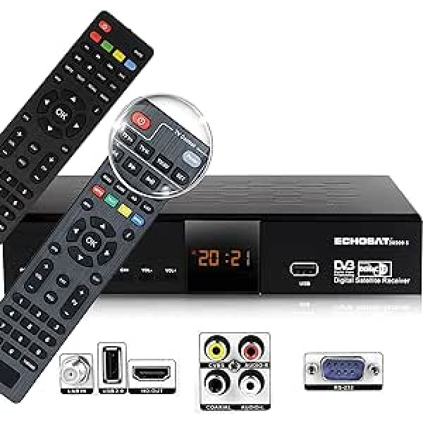 hd-line Echosat 20500 S Digital Satellite HD Receiver (HDTV, DVB-S/DVB-S2, HDMI, AV, 2x USB 2.0, Full HD 1080p, Digital Audio Out) [Pre-programmed for Astra, Hotbird and Türksat]