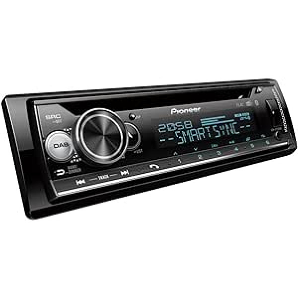 Pioneer DEH-S720DABAN Iekļauts DAB antena, 1DIN automašīnas radio, CD uztvērējs ar FM un DAB+, Bluetooth, MP3, USB un AUX ieeja, RGB - apgaismojums, brīvroku komplekts, viedās sinhronizācijas lietotne