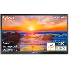 SYLVOX 55 collu āra televizors 4K HDR viedtelevizora balss tālvadības pults 2000 nitu Dolby Audio IP55 ūdensizturīgs Chromecast, DVB-T2/S2/C, DTV/ATV, Bluetooth un Wi-Fi, 10 biti 1,07 miljardi 178 ° skata leņķis Pool Pro sērija