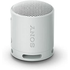 Sony SRS-XB100 bezvadu Bluetooth skaļrunis, pārnēsājams, viegls, kompakts, āra, ceļojumu skaļrunis, izturīgs, IP67 ūdensnecaurlaidīgs un putekļu necaurlaidīgs, 16H akumulators, pārnēsāšanas siksna, brīvroku zvani, gaiši pelēks