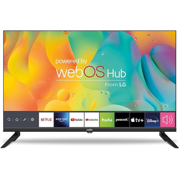 CELLO 32 collu viedtelevizors LG WebOS HD Ready televizors ar trīskāršu uztvērēju S2 T2 FreeSat Bluetooth Disney+ Netflix Apple TV+ Prime Video