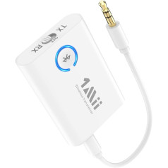 1Mii Bluetooth 5.3 Adapter for TV, 2-in-1 Bluetooth Transmitter Receiver, aptX Adaptive & HD Wireless Audio Transmitter Receiver Jack 3.5 for Headphones Stereo System Aeroplane MP3, 15 Hours Playtime